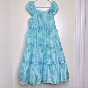 Child Size Long Fancy Formal Dress Blue Green Tie Dye Look No Brand or Size